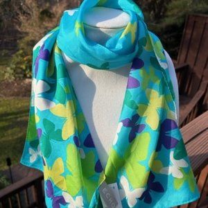 ECHO NWT 100% Silk Butterfly Design Scarf
